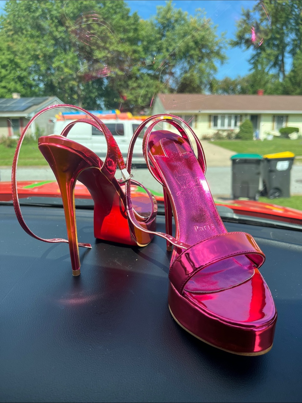 Christian Louboutin Metallic Pink Platform Stiletto Sandals